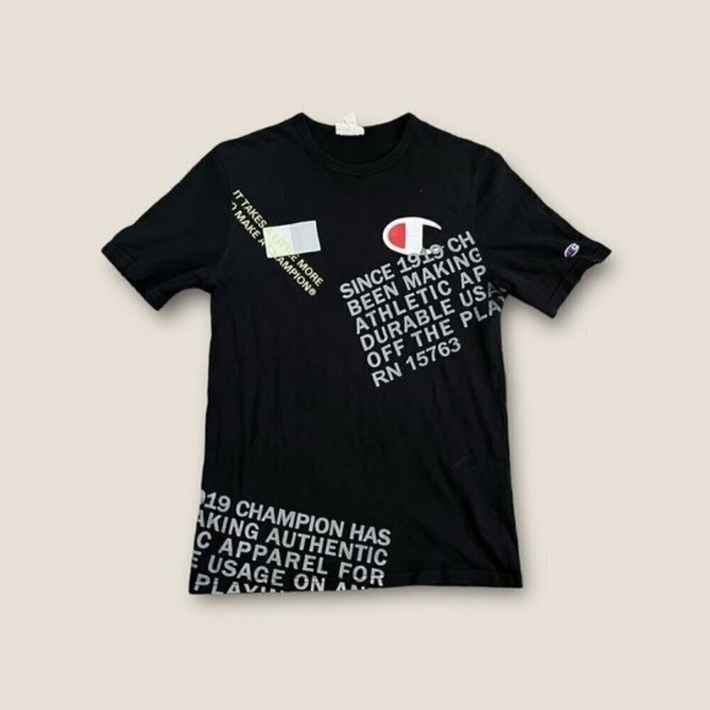 Champion Heritage Behind The Label Short Sleeve Tee Black M - Picture 2 of 10